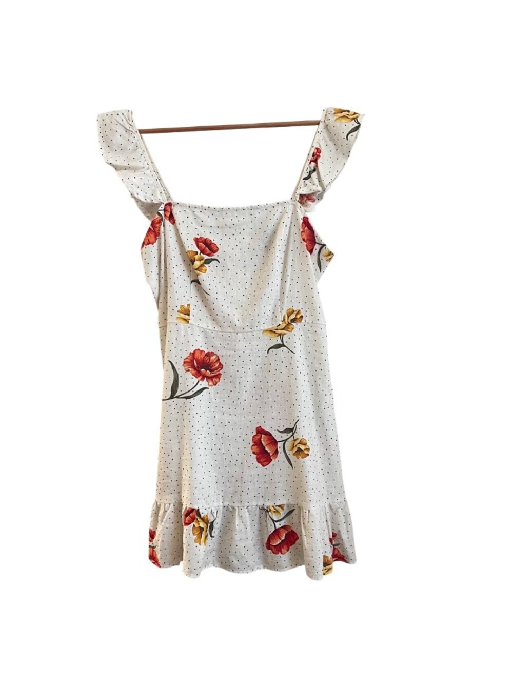 Forever 21 Womens Cottagecore Floral Mini Dress Size M Coquette Boho Linen Blend